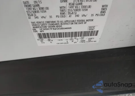 2016 Ford Explorer Limited z USA, uszkodzony, nr VIN 1FM5K7F82GGB04685